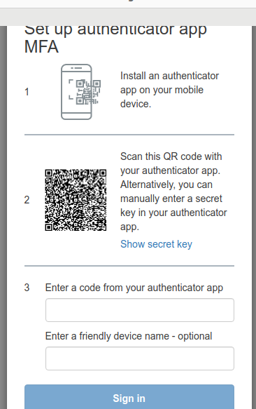 MFA QR Code